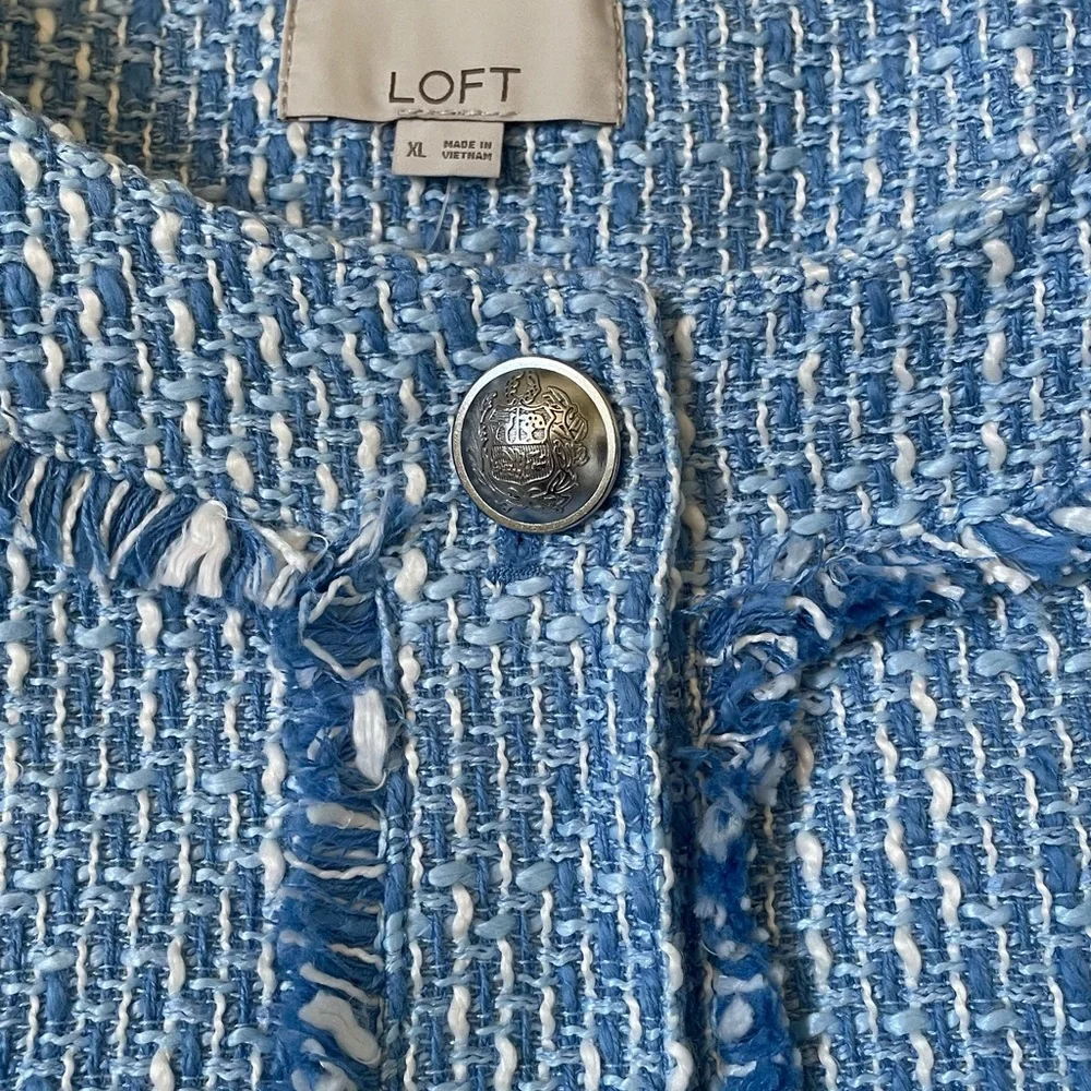 NWT LOFT Tweed Lady Jacket Blue and White XL - Picture 2 of 13